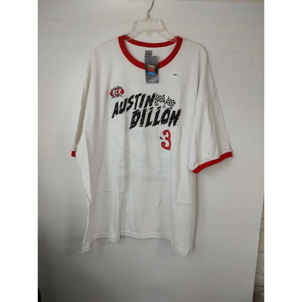 Gildan Austin Dillon No 3 RCR NASCAR Ringer T-Shirt White Red 3XL New